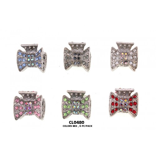 0.75" Wide,  6-tooth Crystal Bow Claw , Pack = 6 pcs - CW-CL0480